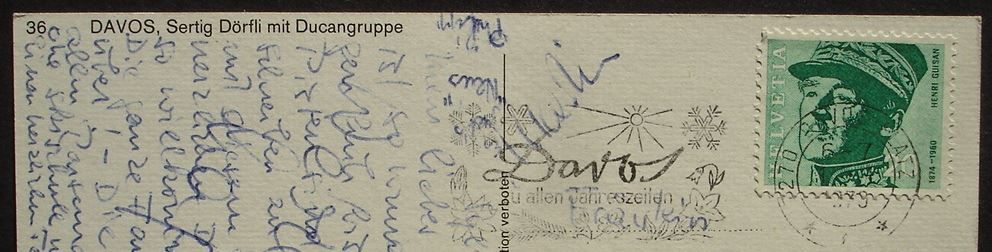 Cartoline postali: DAVOS Sertig-Dörfli mit Ducangruppe – Usato da Jona venduto da philajona 1