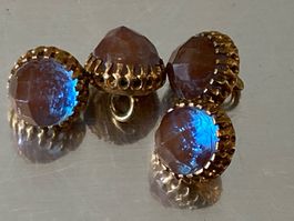 Boutons anciens vintage pierres facettées dorés lot de 4
