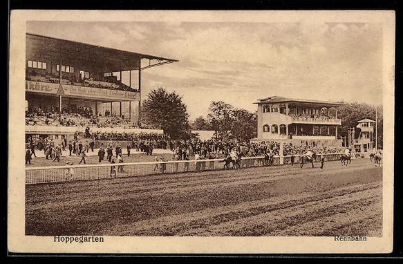 Cartoline postali: Hoppegarten, Pferderennbahn, an den Trib – Usato da Berlin venduto da bartko-reher