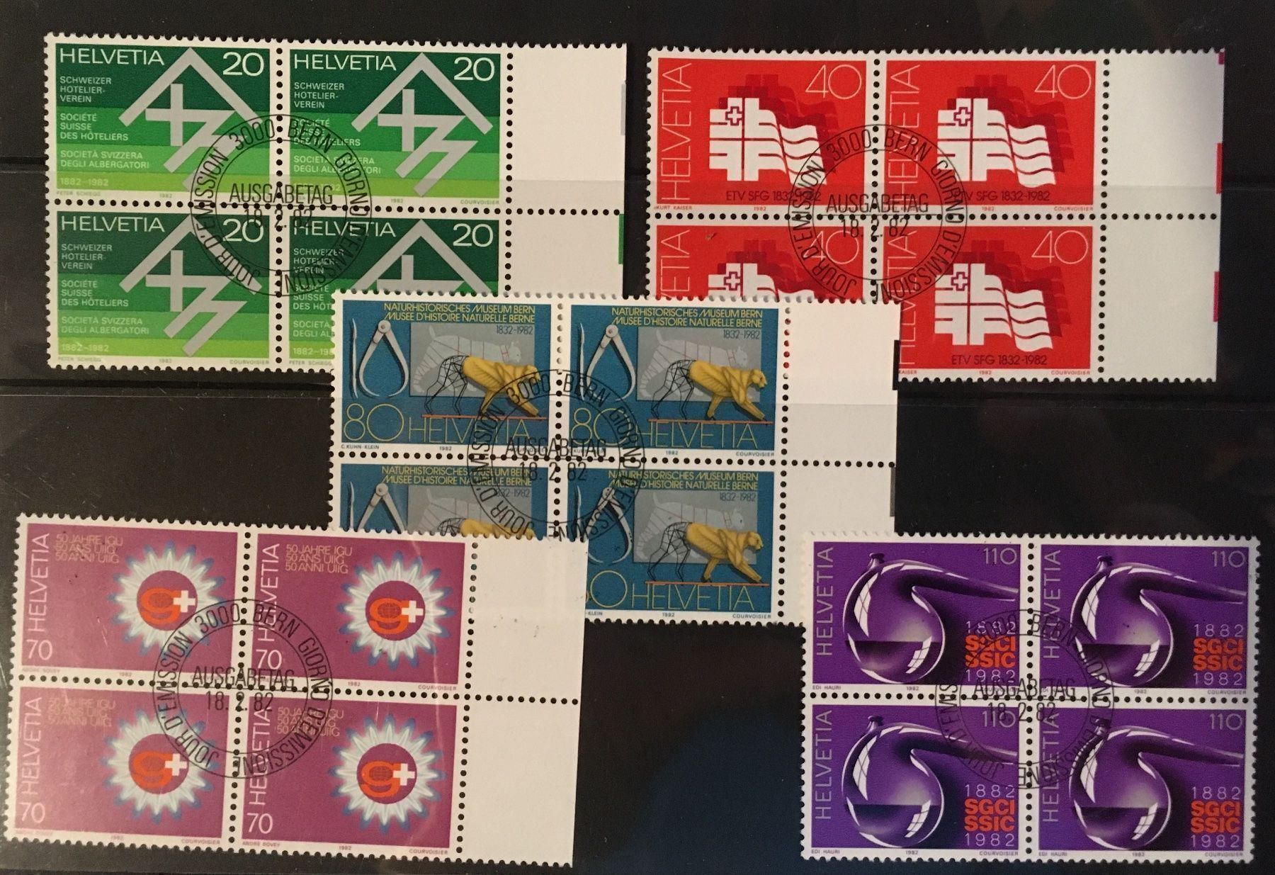 Tutti i francobolli: Viererblockserie 1982 ET-Stempel – Usato da Lumino venduto da Givo