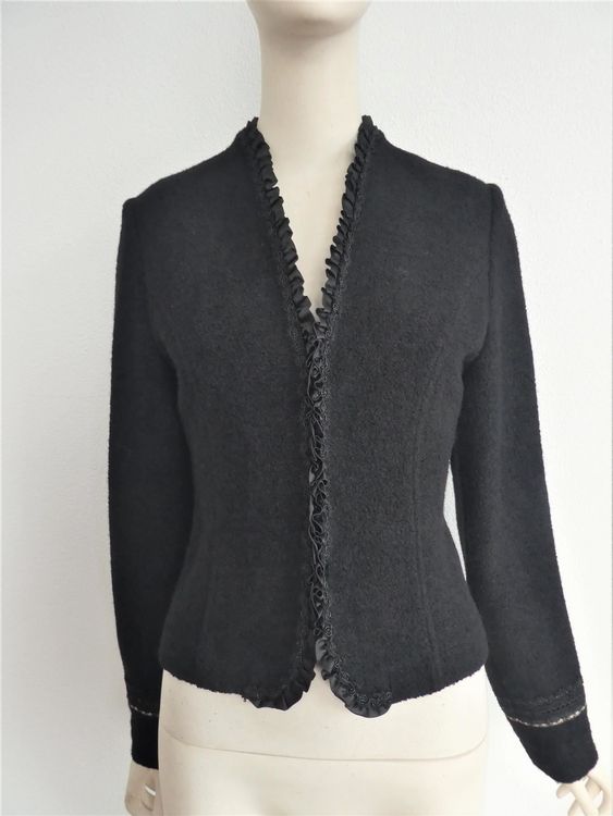 Sunnyuk Damen Strickjacke Kurz - Trachtenjacke Schwarz Für Oktoberfest & Dirndl