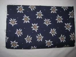 Baumwollstoff marineblau mit Edelweiss Reststück!