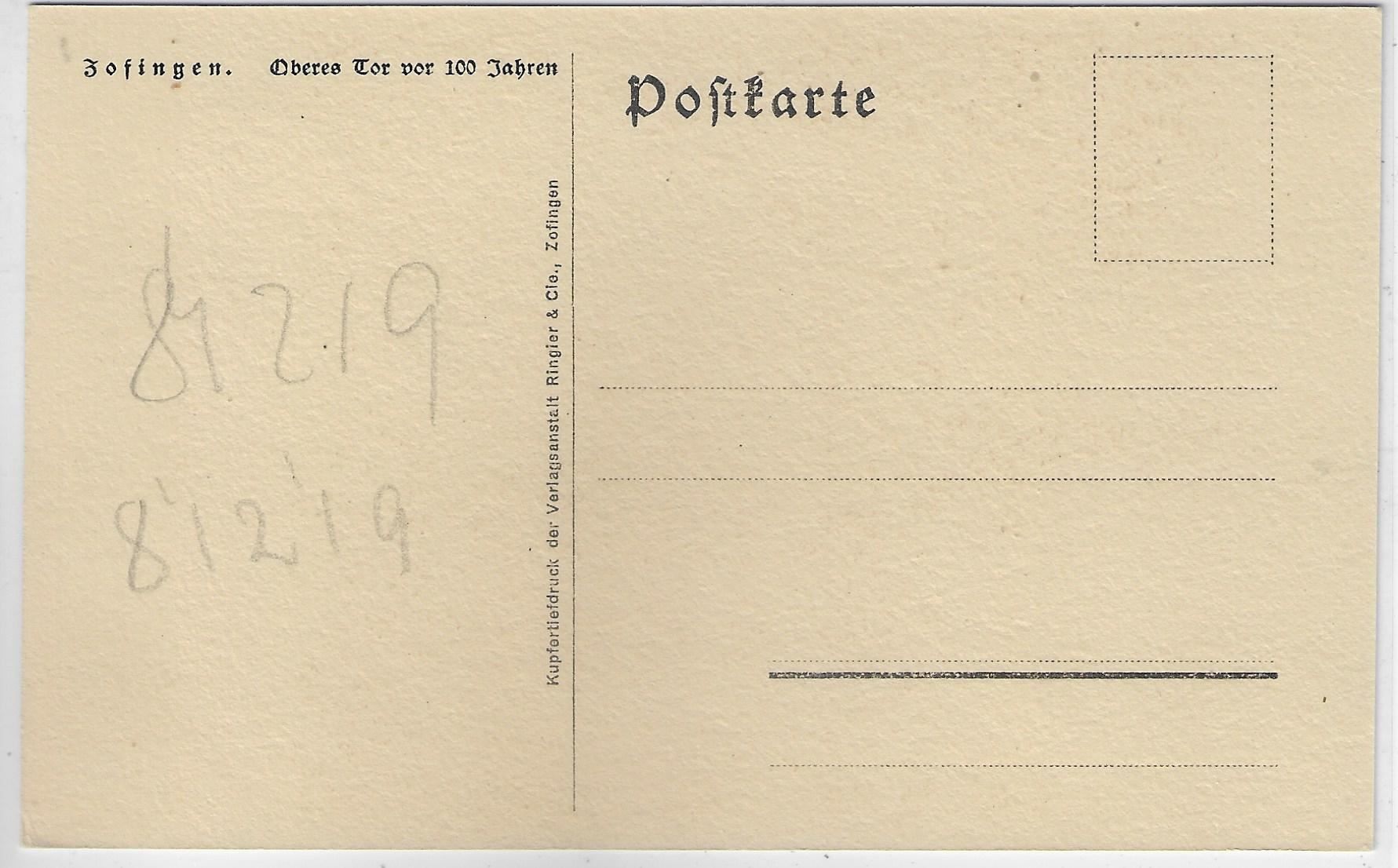 Cartoline postali: Zofingen - Oberes Tor vor 100 Jahren – Usato da Ettingen venduto da Kartenplanet 1