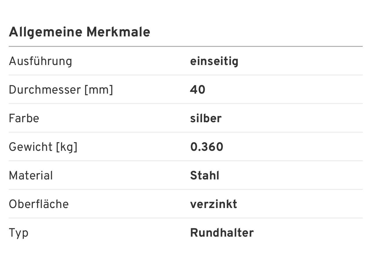 Supporti a parete: 10 Stk. Rundhalter, ø 40mm – Nuovo e nell'imballaggio originale da Necker venduto da liq24 2