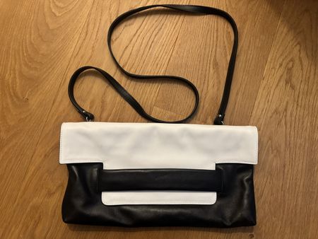 Schicke Lita Raasch Ledertasche, schwarz/weiss - Top! (52)