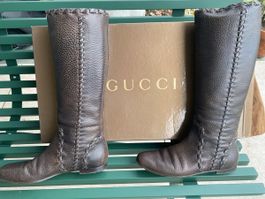 Bottes Gucci Vintage en cuir marron T. 38.5 - Hiver 52