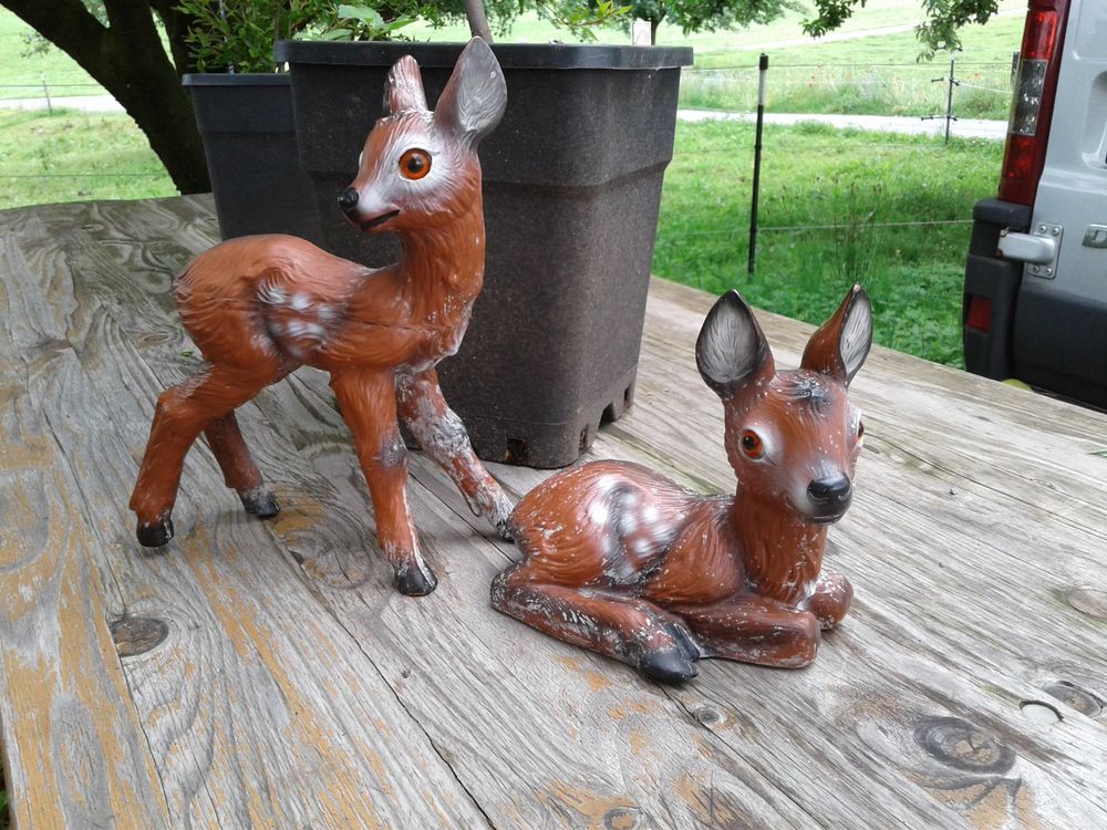 2 x Bambi Reh zu Gartenzwerg / Garten Deko Kaufen auf Ricardo