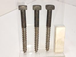 3 antike 4-Kant Holzschrauben, Länge 10cm (LOT1055#NSH6)