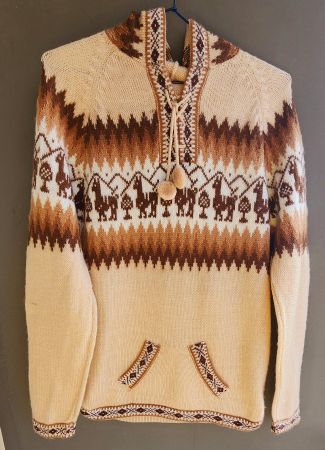 wunderschöner Alpaka Pullover Gr.L, Farbe Beige, Braun, NEU!