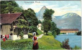 Brunnen SZ, Muota mit Brücke nach Wylen 1910