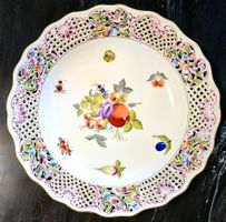🫟HEREND GROSSER PRUNKTELLER  Porzellan Blumen Früchte 39cm