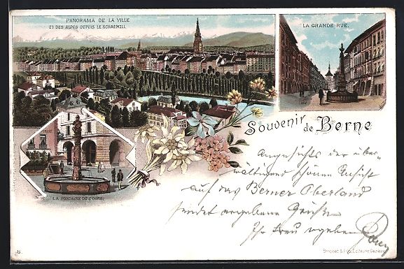 Ansichtskarten: Litho Bern, Panorama de la ville, La Gra – Gebraucht aus Berlin von bartko-reher
