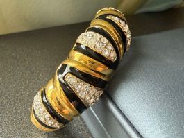 ✨Schwarzes goldenfarbene Vintage-Armband mit Strasssteinen