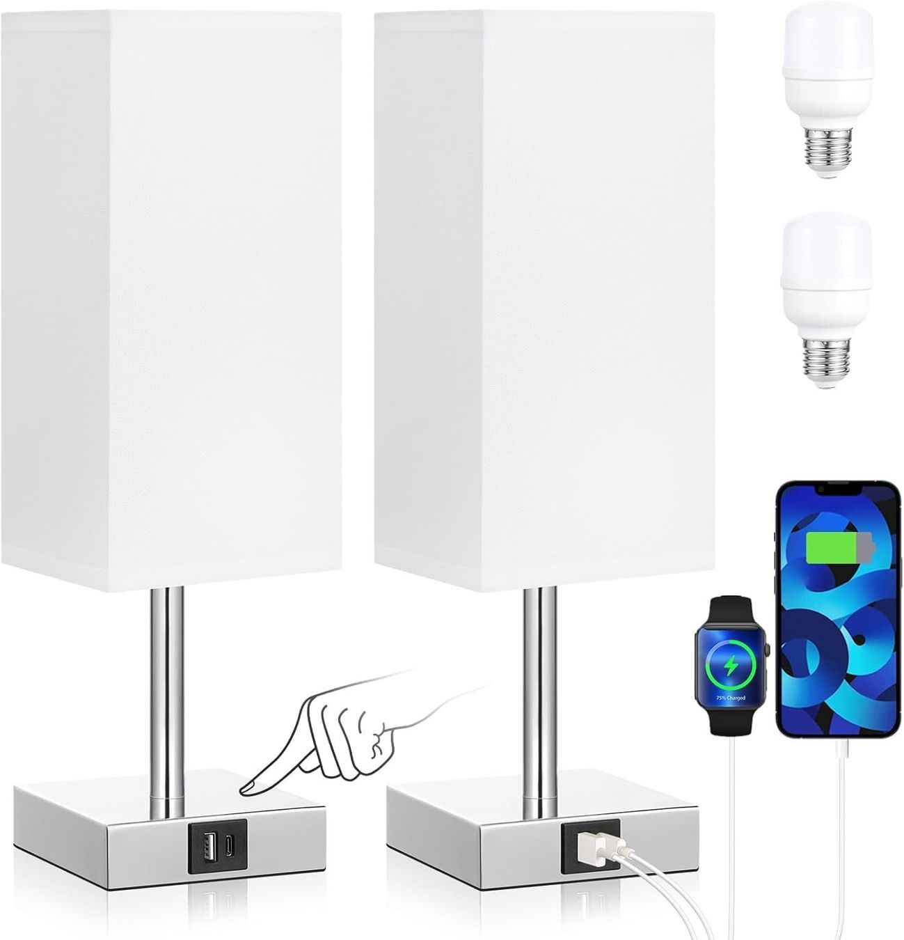 Lampade: Nachttischlampe Touch Dimmbar 2er Set – Nuovo e nell'imballaggio originale da Nuglar venduto da SaleRitter 8