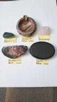 Parsettensit 8cm + 4 Deko-Mineralien, Deko-Set 3