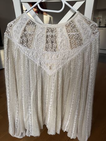 Spitzenbesetzer Pullover Tunikastil 40
