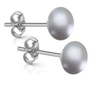 Ohrstecker 7mm Süsswasser-Zuchtperle hellgrau Silber 925