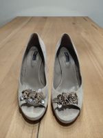 Pumps Damen beige Grösse 38 Plateau Blumen