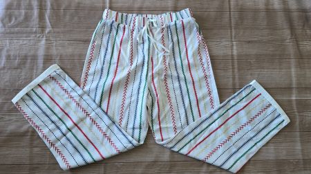 ​😍 Sommerliche Leinen-Mix Hose - L - mit Zickzack-Muster