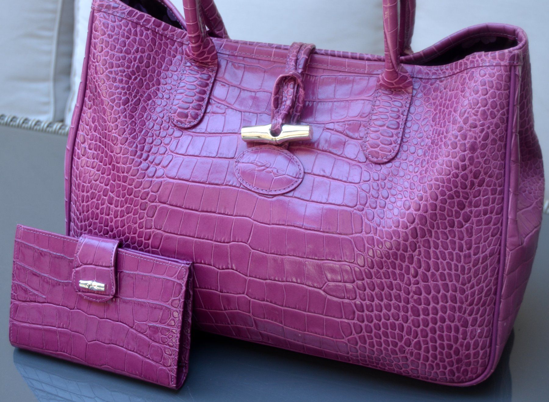 Longchamp Borse da donna: Longchamp Croco-Embossed Roseau Tasche / sac – Usato da Collonges venduto da Auganien 3