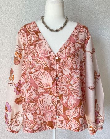 Tahari Leinenbluse Grösse S