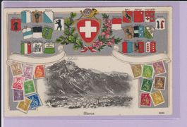 Glarus   -   Präge - Ansichtskarte gest. 1919
