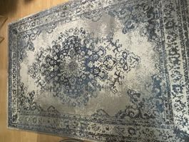 Teppich Qilim Showtime blaugrau weiss 200x290 cm neuwertig