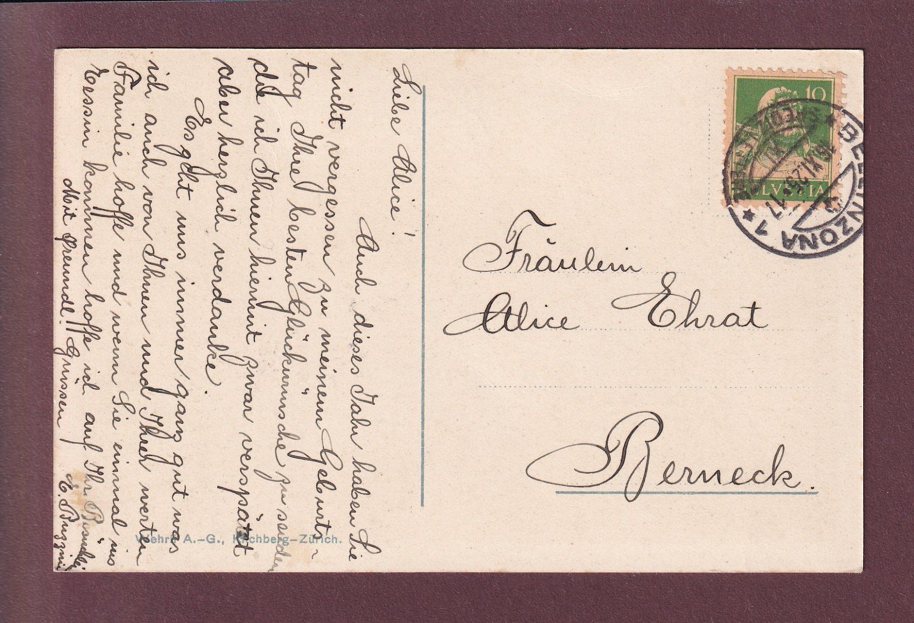 Cartoline postali: BELLINZONA - Stazione - 1925 – Usato da Pully venduto da nicecards 1