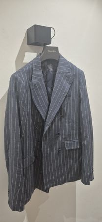 Gianni Feraud Herrenanzug, Blau/Nadelstreifen, Doppelreiher