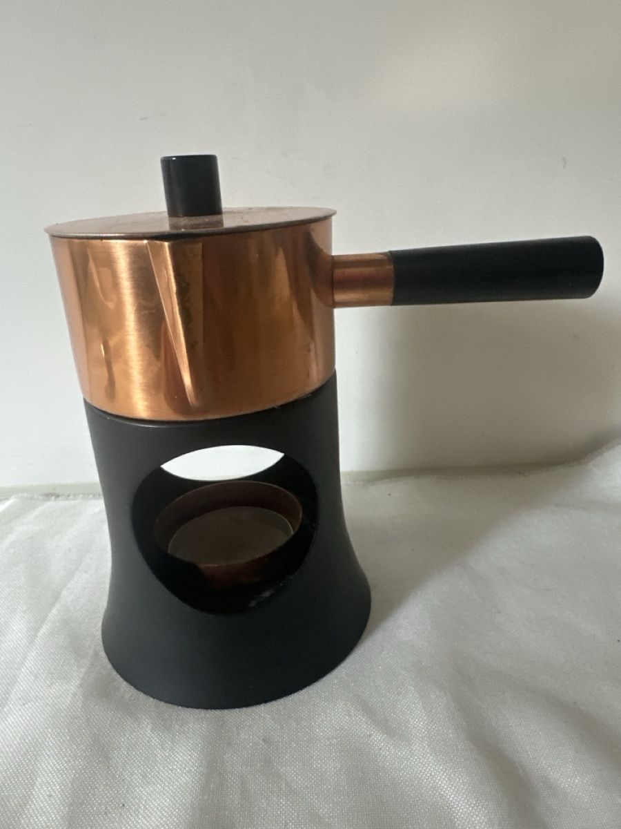 Sigg Pentole: Sigg Kupfer Saucen-Pfännchen  mit Rechaud  und Deckel – Usato da Zürich venduto da Chaeffeler