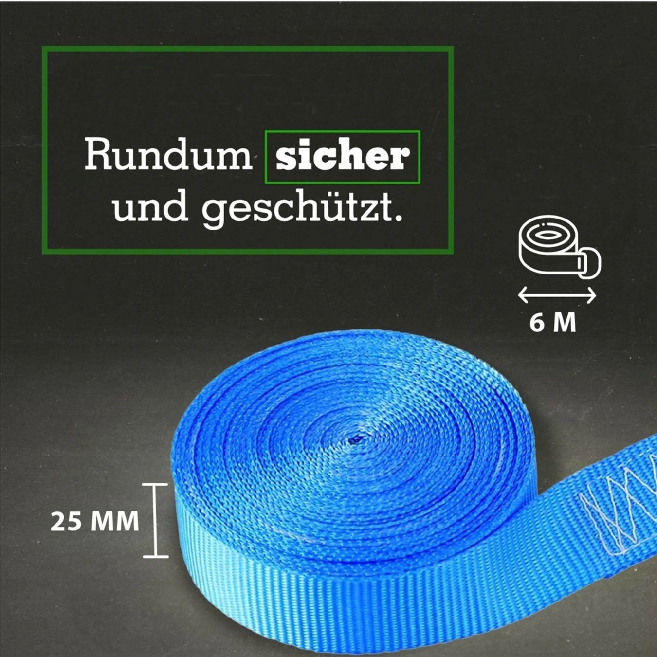 Tutti gli attrezzi: Spanngurt 800 kg 25 mm x 6 m einteilig blau – Nuovo e nell'imballaggio originale da Bülach venduto da StoreInShop.com 6