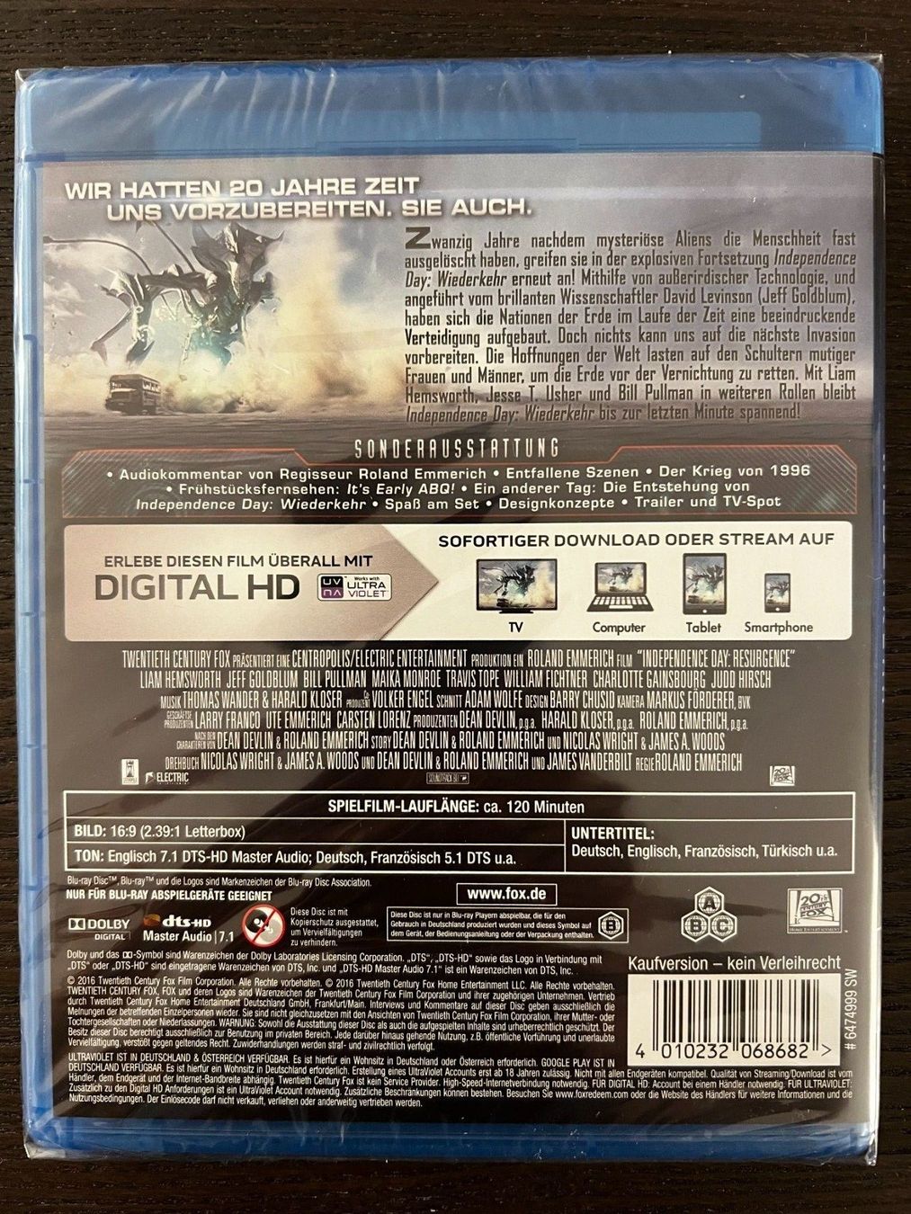 Tutti i DVDs: Independence Day Wiederkehr – Nuovo e nell'imballaggio originale da Zürich venduto da Blu-ray_ZH 1