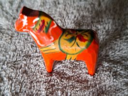 Sehr altes,kleines Dala Schweden Holzpferd orange,handbemalt