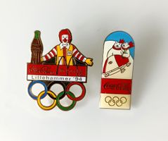 2 Coca Cola Pins, Olympia