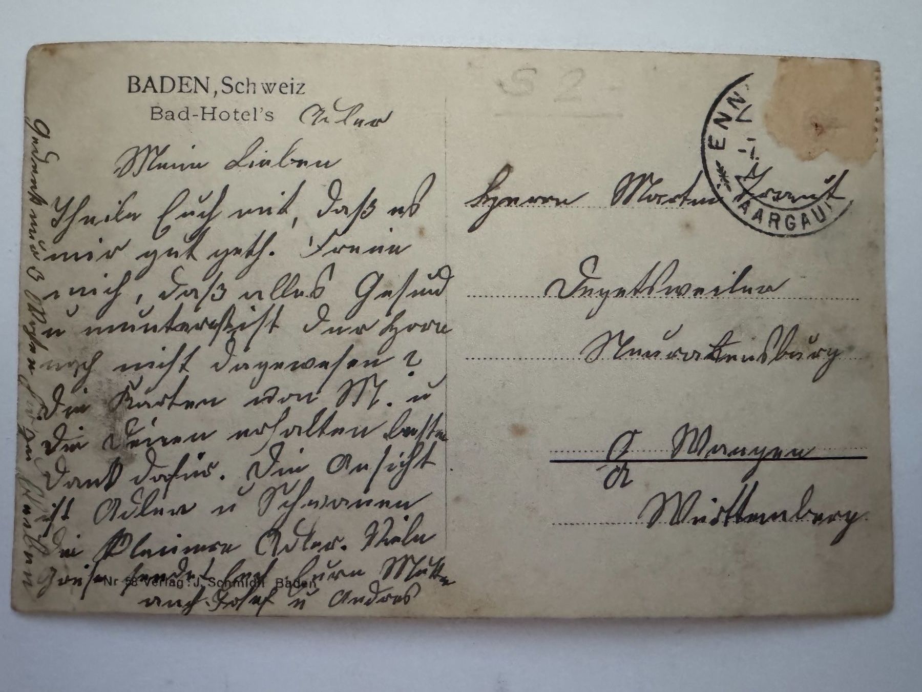 Cartoline postali: BADEN - ENNETBADEN - Badhotels - Ansichtskarte – Usato da Tegerfelden venduto da siebenmacky 1