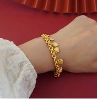 24 k vergoldete Armband Herzanhänger mit Charm