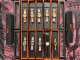 Lot von 10 Mido Swiss Made Vintage Uhren, div. Mod. Quartz
