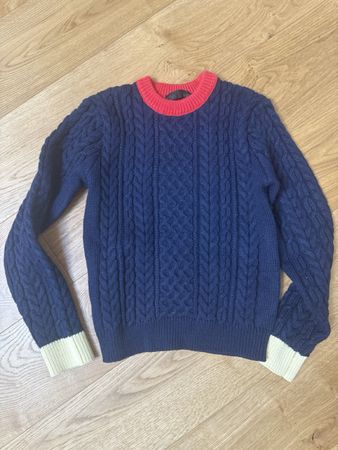 Pullover Zara Navy Blue Cable Knit Crewneck Size L