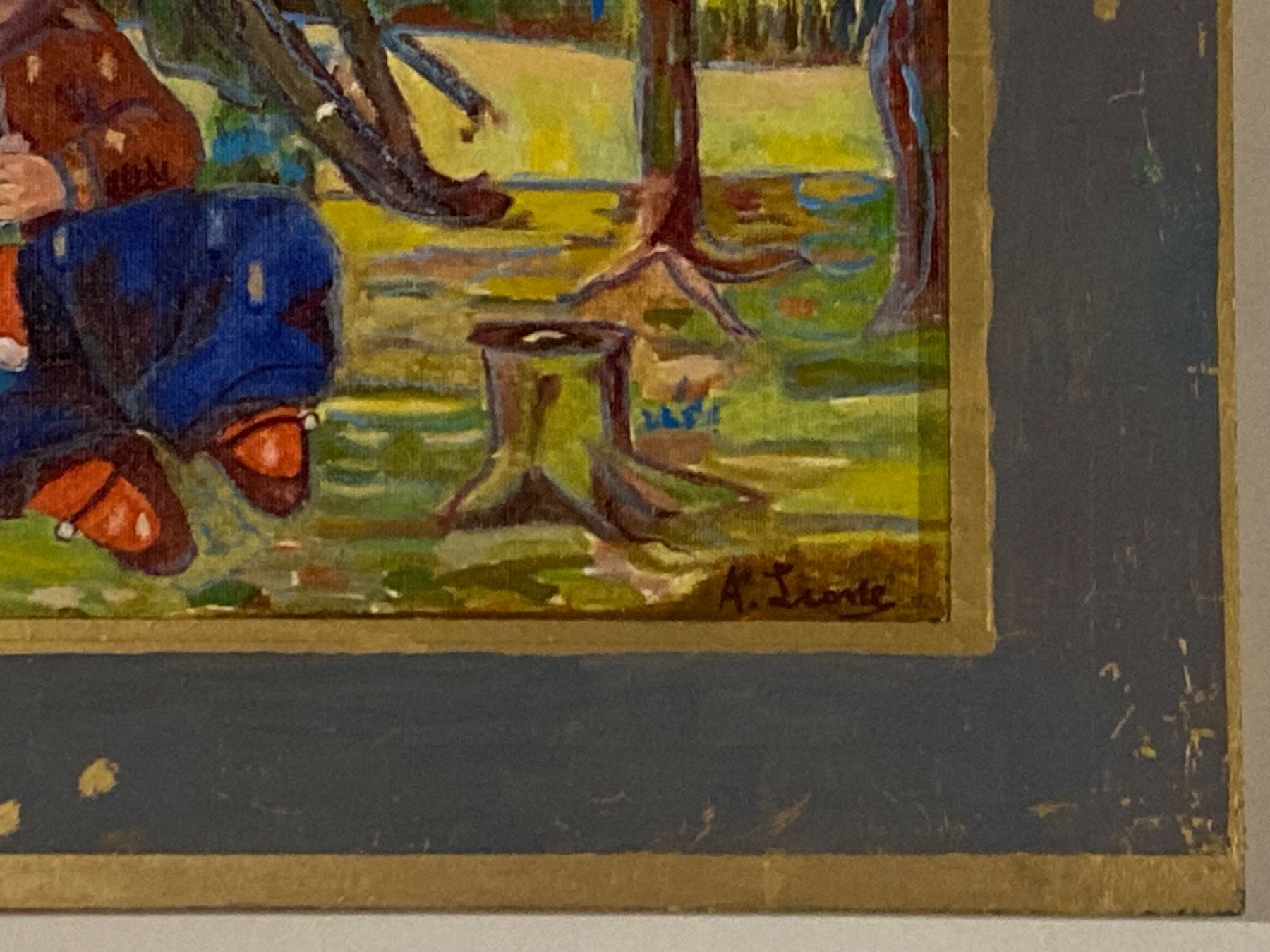 Gemälde: Anna Leone 1960 Landschaftsgemälde Mädchen mit Puppe, Bäume – Gebraucht aus Hirzel von pjn_d7xp 1