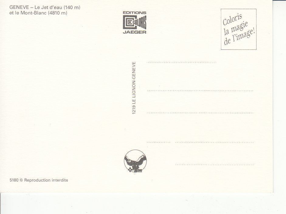 Cartoline postali: Genève Jet um 1995 – Usato da Bürglen TG venduto da StampGraf 1