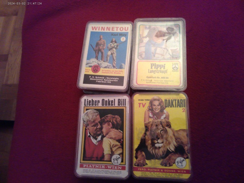 Giochi: Quartett: Winnetou, Pippi LANGSTRUMPF, Daktari,ONKEL BILL – Usato da Volketswil venduto da nemo2000