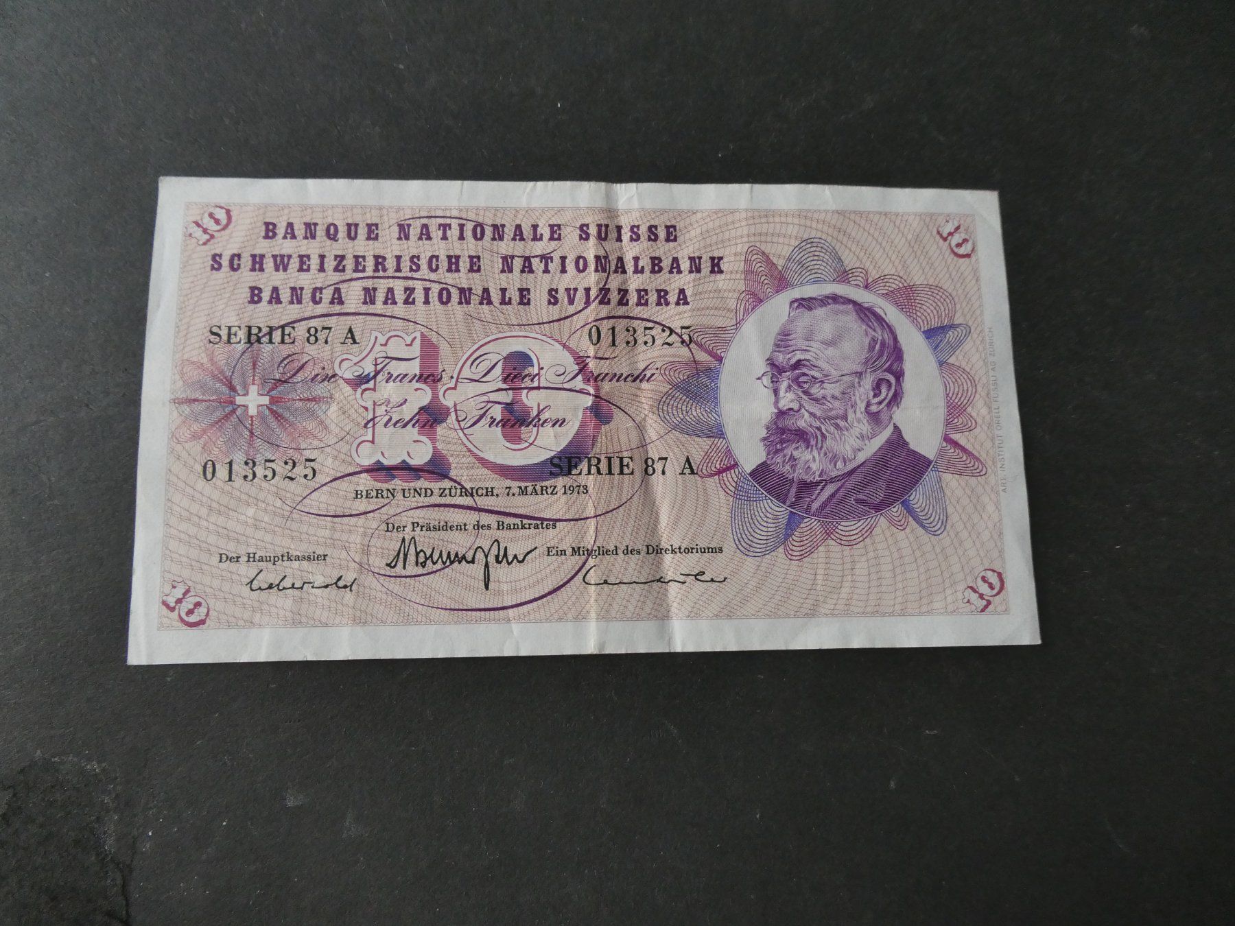 Billets de banque: Schweiz 1973,  10 Franken – D'occasion à Hinterforst par Rohusri