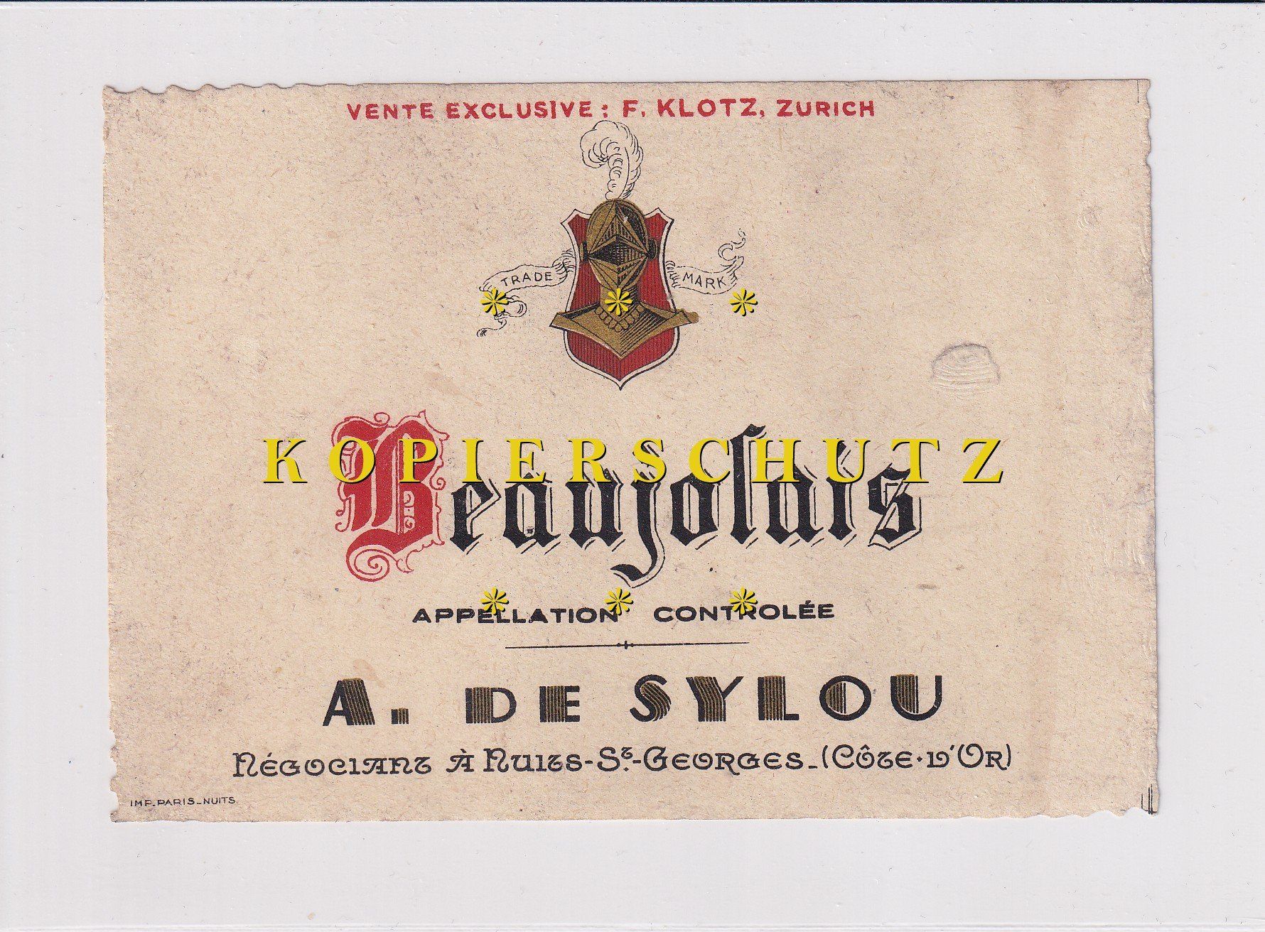 Carta: Etikette für Wein - Beaujolais /bd – Usato da Hombrechtikon venduto da Rudolf07