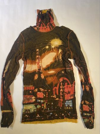 Jean Paul Gaultier Paris Print Top. Vintage. Size S.
