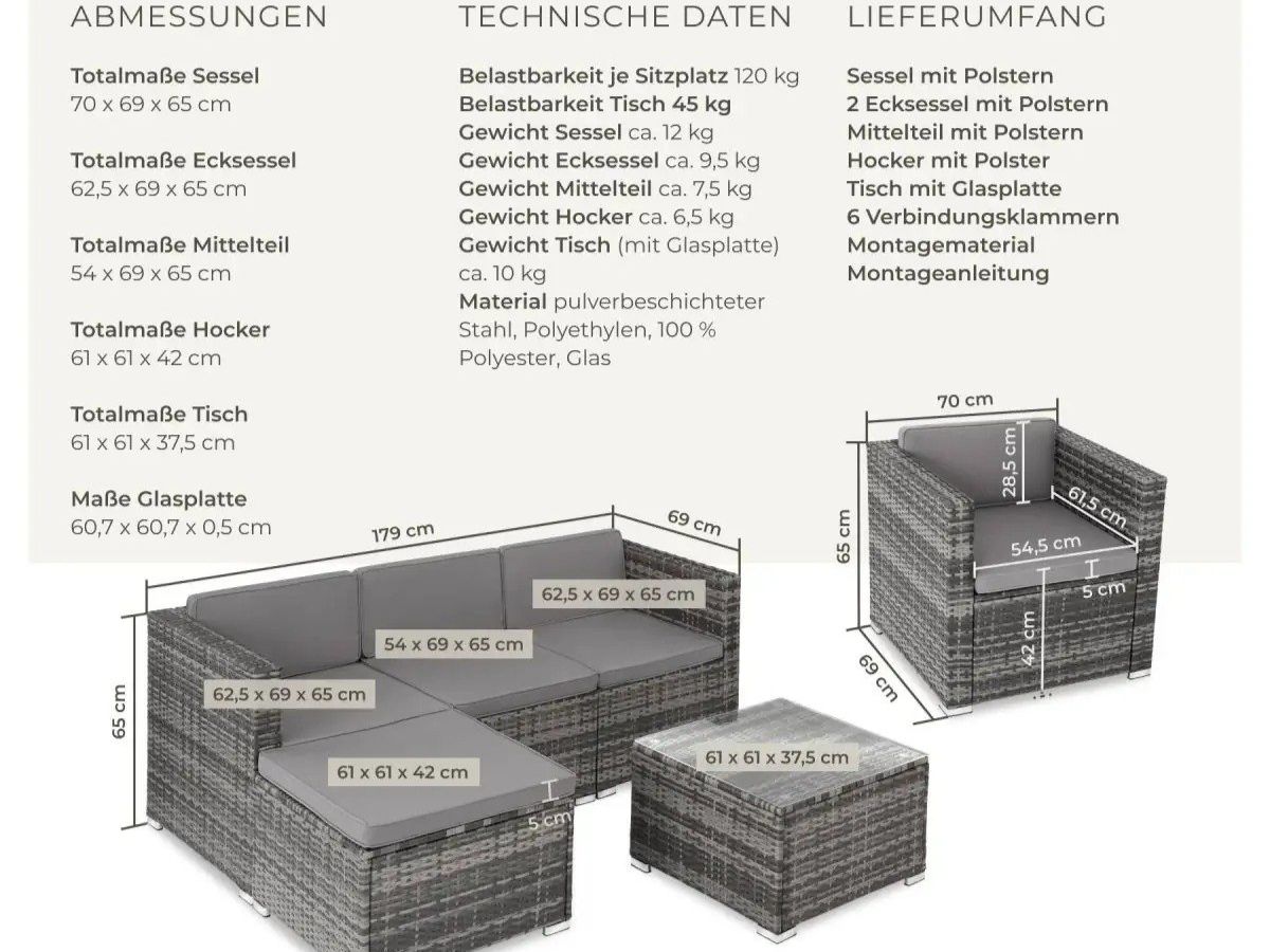Set de table et chaises: Rattan Lounge mit Sessel Gartenmöbel Set BELVANO – Neuf avec emballage d'origine à Lachen SZ par sw3zzy 6