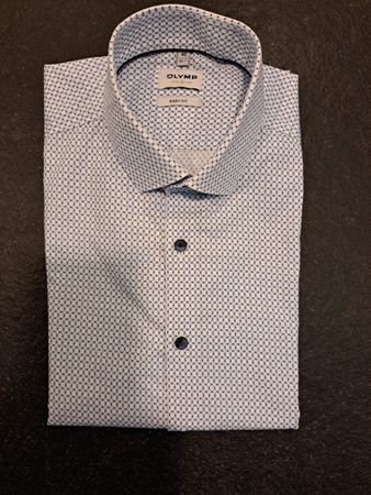 Olymp body fit Hemd weiss/hellblau gemustert Gr. 40
