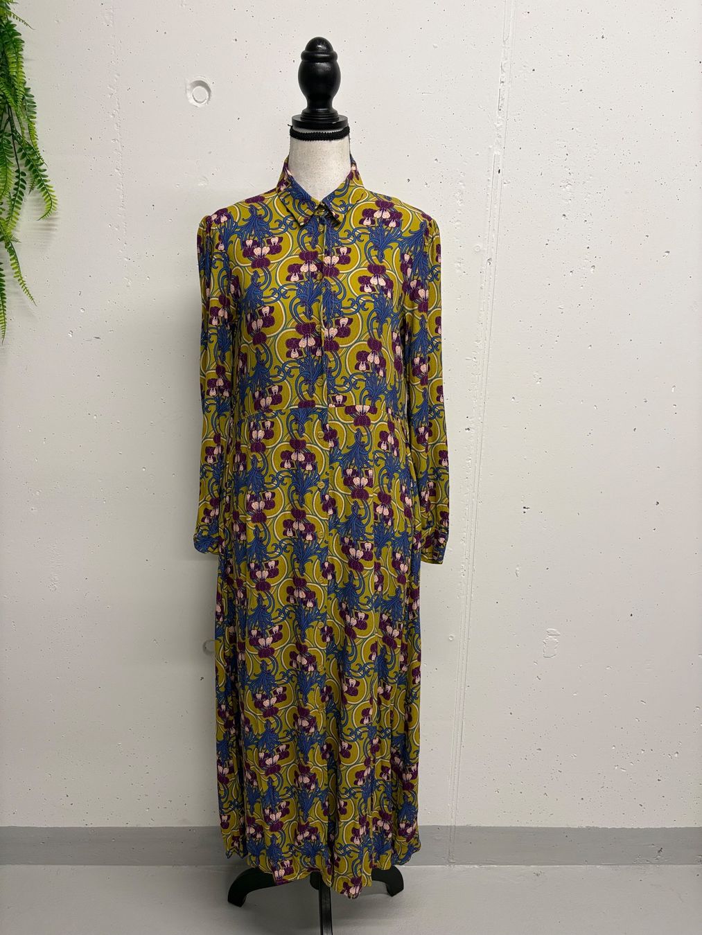 Vestiti: Dixie Maxikleid S mit Print grün blau langarm Kleid – Nuovo (secondo la descrizione) da Regensdorf venduto da secondchancefashion