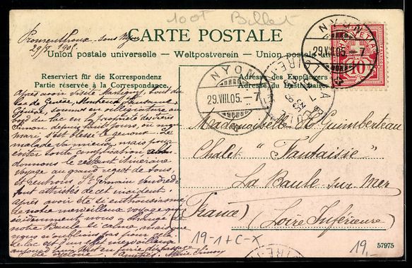 Cartoline postali: Nyon, Teilansicht des Ortes in einem Gel – Usato da Berlin venduto da bartko-reher 1