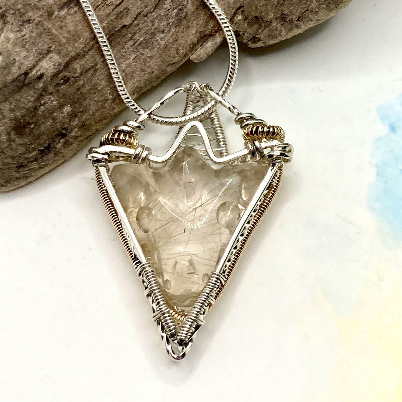 Catenine: Silberanhänger Rutilquarz Drachen Cabochon – Nuovo (secondo la descrizione) da Solothurn venduto da Kiki_Di 5