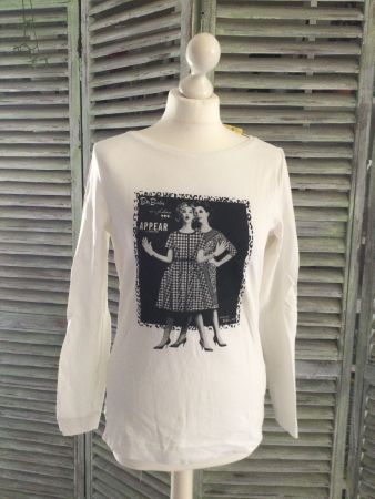 Sweat blanc motif & strass noir
